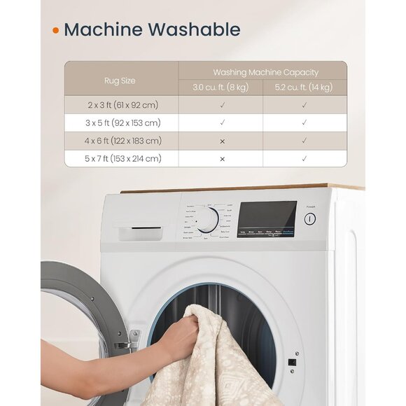 New 5x7 Cappuccino Beige Area Rug, Washable Non-Slip Carpet for Living Room - Picture 5 of 10